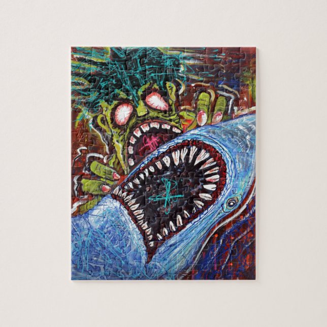 Puzzle Lucha del tiburón del zombi (Vertical)