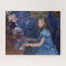 Lucie Leon tocando el piano (de Berthe Morisot)