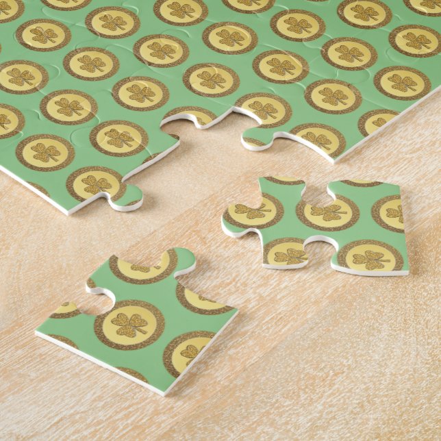Puzzle Lucky Irish Shamrock Gold Coin (Lado)