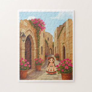 Puzzle Lugar antiguo y una niña pequeña