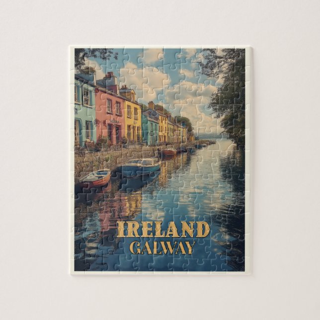 Puzzle Lugar de nacimiento de Galway Ireland Retro (Vertical)