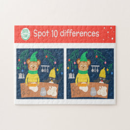 Puzzle Lugar de Navidad 10 Diferencias Oso Pingüino Niños