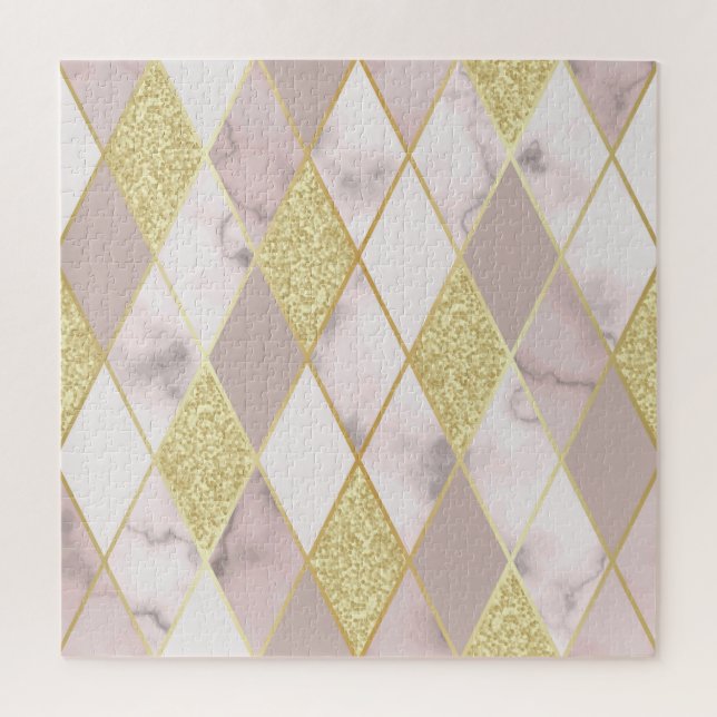 Puzzle Lujoso Marble Golden Geométrico (Vertical)
