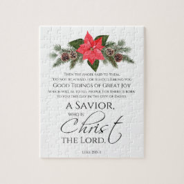 Puzzle Luke 2:10-11 Navidades de Poinsettia Scripture