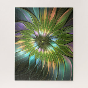 Puzzle Luminoso colorido Fantasía Flor Fractal Art