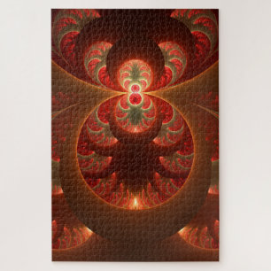 Puzzle Luminoso fractal moderno abstracto naranja rojo