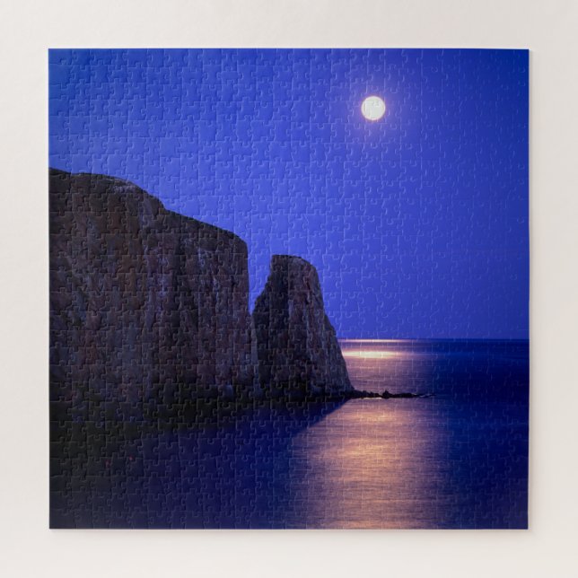 Puzzle Luna al anochecer | Roca Perce Costa de Gaspé Queb (Vertical)