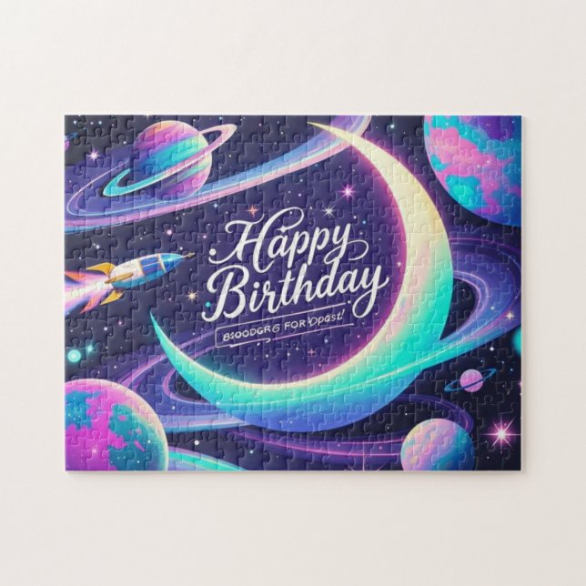 Puzzle Luna creciente, estrellas, planetas con temática g (Horizontal)