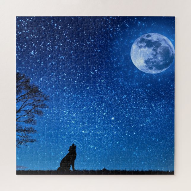 Puzzle Luna de lobo llena - (Horizontal)