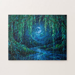 Puzzle Luna de Sauce Fresno Río Fluyente Saludo Celta