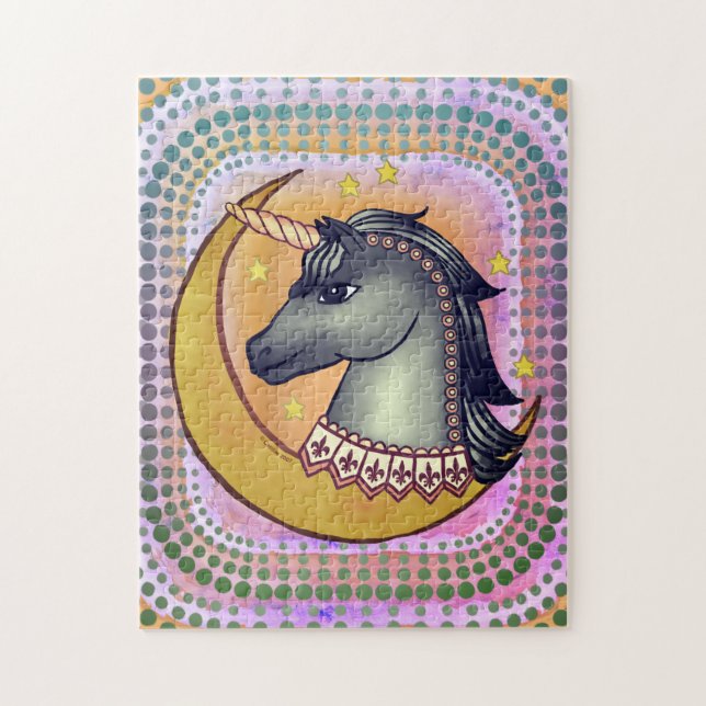 Puzzle Luna de Unicornio Negro (Vertical)