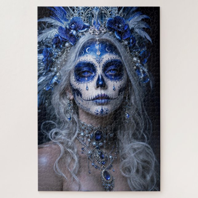 Puzzle Luna de zafiro Calavera – Azul Celestial  (Vertical)