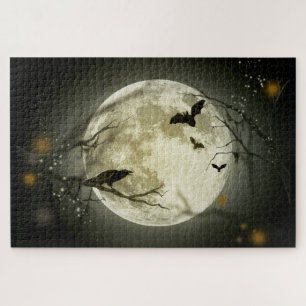 Puzzle Luna llena en Halloween