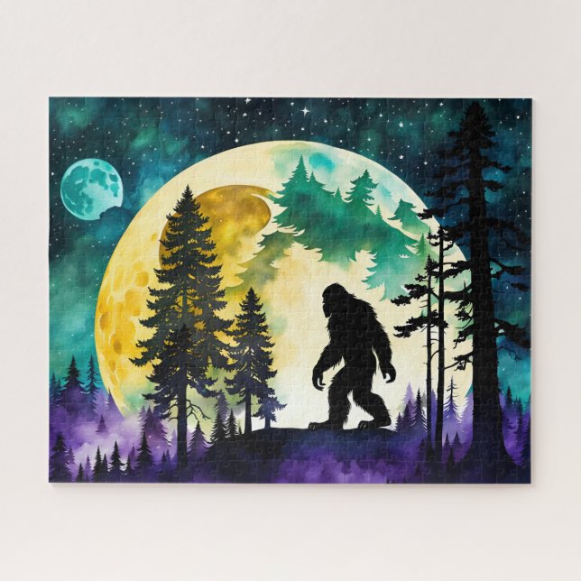 Puzzle Luna llena Sasquatch en la montaña (Horizontal)