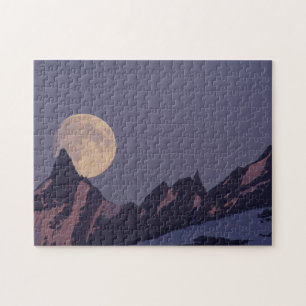 Puzzle Luna Llena se Eleva Montañas Chugach Alaska