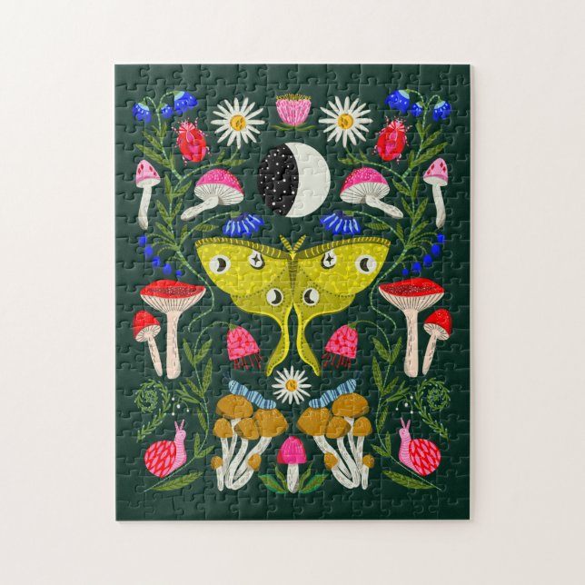 Puzzle Luna Moth y el Ilustracion de la Luna (Vertical)
