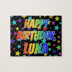 Puzzle "LUNA" Nombre, Diversión "FELIZ CUMPLEAÑOS"