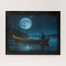 Puzzle Luna sobre la isla de Vancouver y Canoa