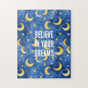 Puzzle Lunas Estrellas Cielo Nocturno Azul Amarillo