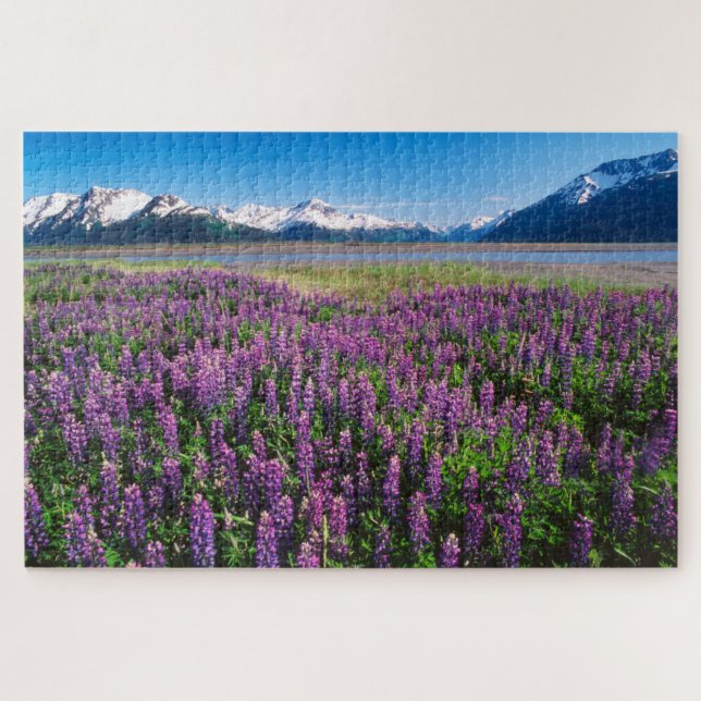 Puzzle Lupines en flor | Montañas Kenai, Alaska (Horizontal)