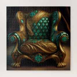 Puzzle Luxurious Green And Gold Armchair