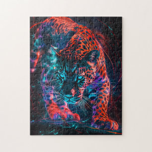 Puzzle Luz de Jaguar Turquesa Rojo Purpura Neon