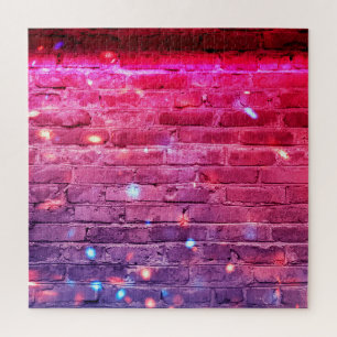Puzzle Luz de neón: pared de ladrillo vacío.