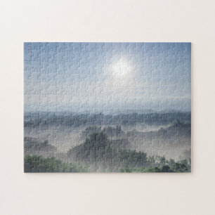 Puzzle Luz del sol brillante en los árboles de bambú el
