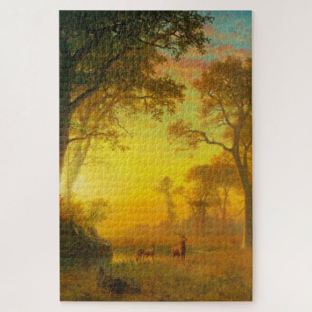 Puzzle Luz en el bosque (por Albert Bierstadt) (Vertical)