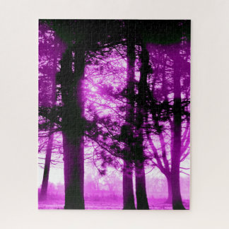 Puzzle Luz púrpura con árboles en silueta