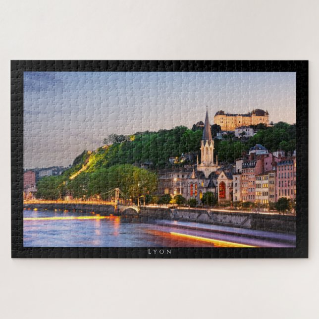 Puzzle LYON - Coucher de soleil sur les quais de S (Horizontal)