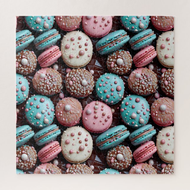 Puzzle Macaron azul, rosa y chocolate (Vertical)