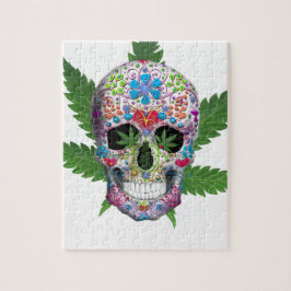 Puzzle Maceta de cráneo decorado con hoja