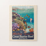 Puzzle Mackay Great Barrier Reef Travel Art Vintage<br><div class="desc">Diseño de viaje vectorial retro Mackay. Mackay es una ciudad de Queensland,  en la costa este de Australia. A orillas de la costa hay una parte de la Gran Barrera de Coral.</div>