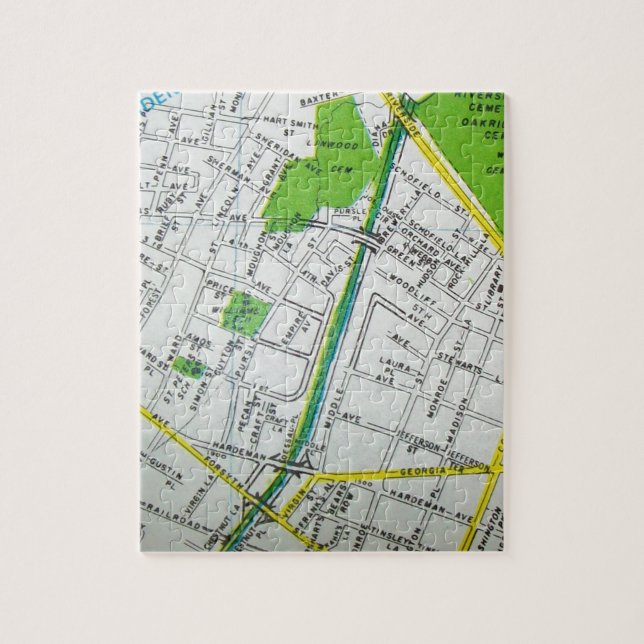 Puzzle Macon, mapa del vintage del GA (Vertical)