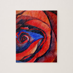 Puzzle Macro red rose abstract art painting