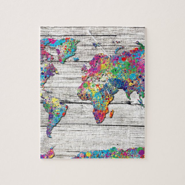 Puzzle madera del mapa del mundo (Vertical)