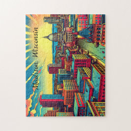 Puzzle Madison, Wisconsin City Skyline at Sunset
