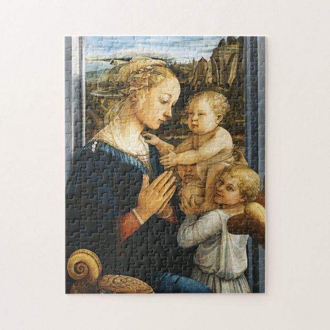 Puzzle Madonna con niños y dos ángeles, Filippo Lippi (Vertical)