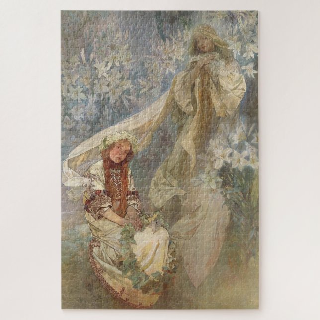 Puzzle Madonna de los Lilies de Alphonse Mucha (Vertical)
