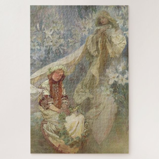 Puzzle Madonna de los Lirios por Alphonse Mucha (Vertical)