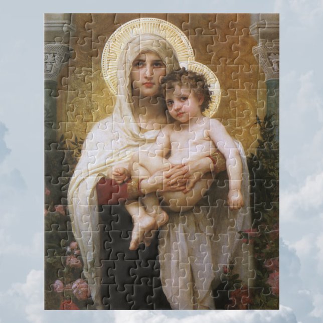 Puzzle Madonna de los Rosas de Bouguereau (Madonna of the Roses by Bouguereau Jigsaw Puzzle)