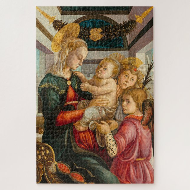 Puzzle Madonna y niño con ángeles por Botticelli (Vertical)