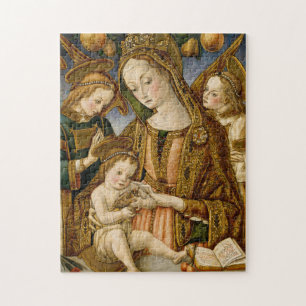 Puzzle Madonna y niño con dos ángeles