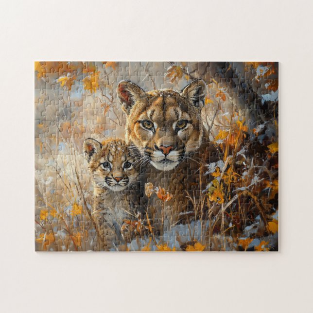 Puzzle Madre Cougar y su gatito (Horizontal)