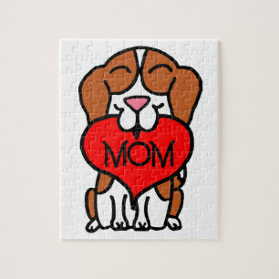 Puzzle Madre del corazón de Beagle de mano