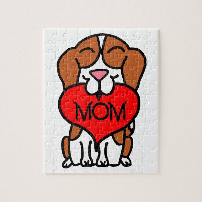 Puzzle Madre del corazón de Beagle de mano (Vertical)