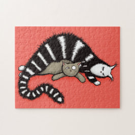 Puzzle Madre e hijo lindos gatos