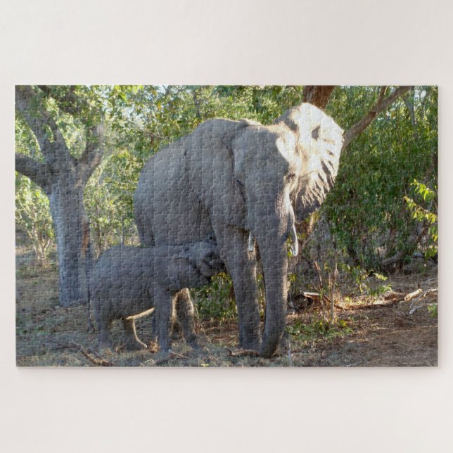 Puzzle Madre elefante y bebé 20 x 30rompecabezas (Horizontal)