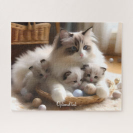 Puzzle Madre Gato Ragdoll y gatitos